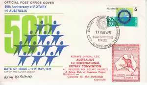 Australia 1971 ROTARY 1ª Convención Internacional Oficial F.D.C. - Imagen 1 de 2