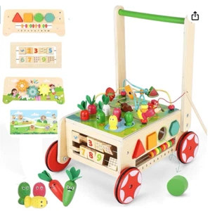 Cubo de actividad de madera, andador de empuje para bebés, juguetes Montessori educativos multiusos - Imagen 1 de 8