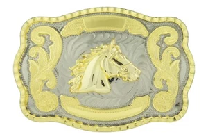 Horse HEAD Belt Buckle NEW Men WOMEN Western Cowboy Rodeo GOLD SILVER METAL RARE - Picture 1 of 7
