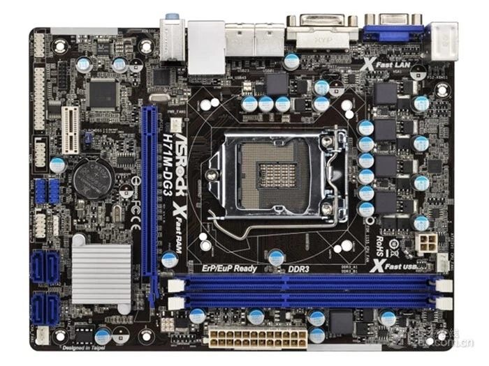 For ASROCK H71M-DG3 motherboard H71 LGA1155 2*DDR3 16G DVI+VGA M-ATX Tested OK - Image 1 of 1
