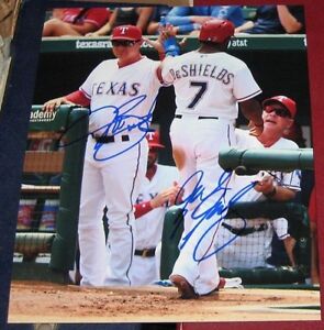 Delino Deshields Jeff Banister Texas Rangers SIGNED 8X10 Photo COA Autographed 