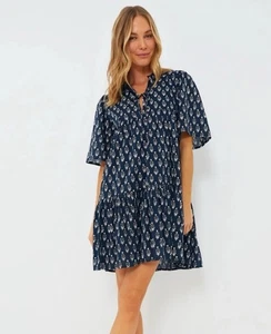 Emerson Fry XS/S Isla Mini Dress Blue India Collection Organic Cotton Marguerite - Picture 1 of 12