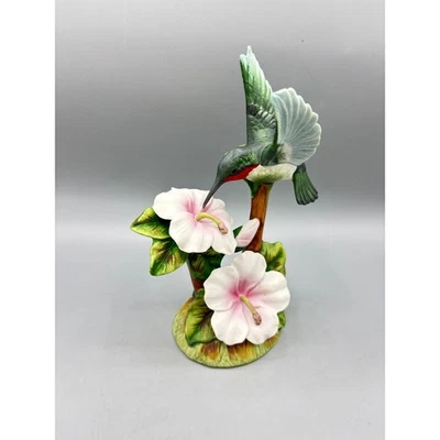Gallery Originals Hummingbird Porcelain Figurine Ruby Bird Flowers Vintage - Image 1 of 4