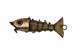 Vintage Brass Tone Articulated Fish Bottle Opener Pendant 3" L - Picture 1 of 10