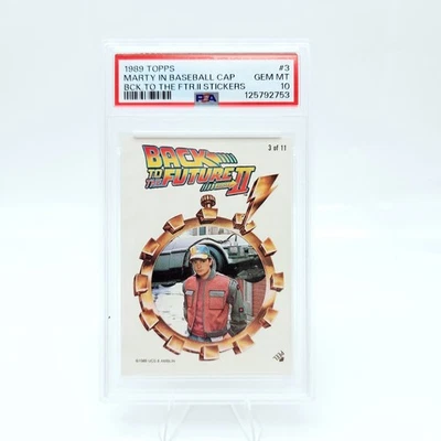 1989 Topps Back to the Future II Marty McFly #3 PSA 10 Sticker in Baseball Cap - Image 1 of 3