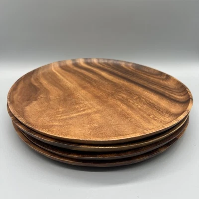 "Juego de 4 placas de madera redondas modernas vintage de mediados de siglo de 12""" Foto 1 de 4