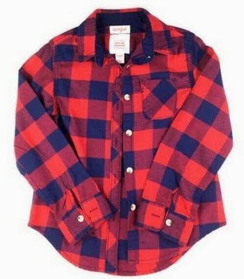 Cat & Jack "Made for Adventure" LS  KIDS  Small  Flannel  Button Up  Shirt  EUC! - Image 1 of 4