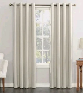 2 Panels Sun Zero Blackout Energy Efficient Grommet Curtains 40" x 84" PEARL - Picture 1 of 7