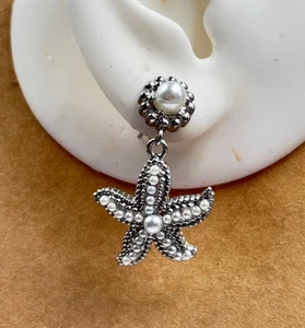 Orecchini in Ottone da donna Stella Marina con Perle Anallergici Nickel Free - Imagen 1 de 5