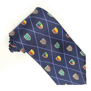 Chaps Ralph Lauren Seidenkrawatte Krawatte blau Schild Emblem Diamant Streifen - Bild 1 von 6