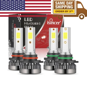 4x 9005+9006 Kit Faros LED Combo Bombilla 6000K Alta Luz Baja Super Blanco M - Imagen 1 de 17