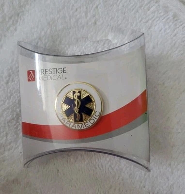 Paramedic Pin Blue Star of Life Gold Background Emblem Insignia Medical New - Image 1 of 2