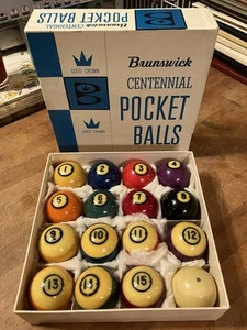 Vintage Braunschweig Centennial Gold Crown Pocket Balls No. FE mit Box Pool Billard - Bild 1 von 24