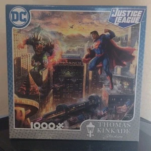 Thomas Kinkade JUSTICE LEAGUE Superman DOOMSDAY movie Jigsaw puzzle 1000pc NEW - Picture 1 of 4