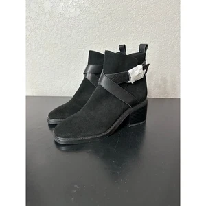 Sanctuary Cora Damen-Stiefeletten Veloursleder mit Absatz 10 schwarz minimalistisch Academia Biker - Bild 1 von 8