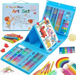 Set de arte para colorear de lujo de 208 piezas, kit de dibujo y pintura portátil para niños, REGALO DE NAVIDAD - Imagen 1 de 12