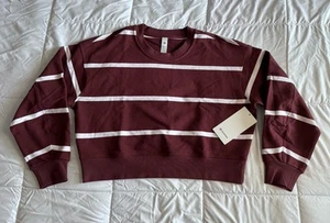NEW Lululemon Size 6 Perfectly Oversized Cropped Crew Stripe Merlot LWGLBS BOUR - Picture 1 of 7