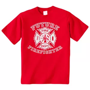 Future Firefighter Shield Kids Youth T-Shirt Tee Fireman Truck Cute Funny - Picture 1 of 4
