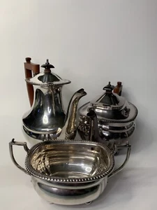 Adie Bros Tea Coffee Pot Art Deco Silver Plate 3 Piece Set England EPNS AI - Picture 1 of 24