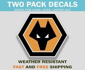 Wolverhampton Wanderers F.C. Sticker Decal for Soccer Fans Premier League X2 - Picture 1 of 2