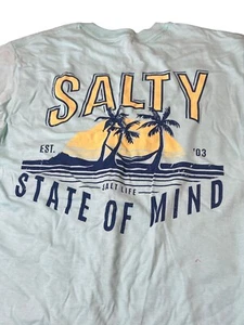 Salt Life Salty State Of Mind T Shirt Light Blue Green Cotton Size Small - Picture 1 of 4