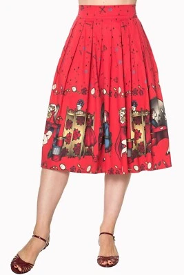 Vanity red CIRCLE SKIRT size 14 Rockabilly Old School Tattoo Sailor Jerry BANNED - Image 1 of 4