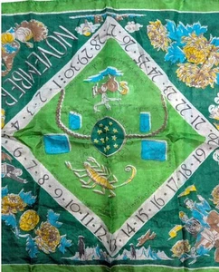 Vintage Green Capricorn Sagittarius  November Square Scarf Thanksgiving Football - Picture 1 of 8