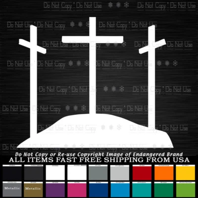 Three 3 Crosses of Calvary,  Jesus God Religion Christianity Decal sticker - Image 1 of 4