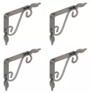 4x Ángulo de Estantería Plata Ménsula Consola Pared Regal Macizo Rústico Antiguo - Imagen 1 de 5