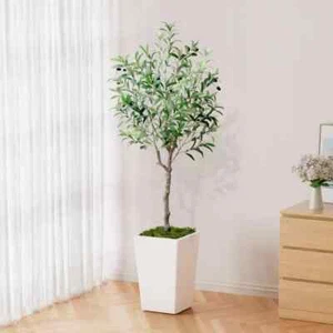 Artificial Olive Tree 5FT Faux Olive Tree with Pot and Moss Tall Artificial - Picture 1 of 7