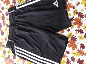 Adidas Black White 3 Stripes Mesh Athletic Shorts Elastic Waist Youth Size S/P - Picture 1 of 5