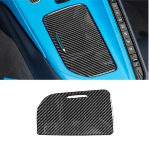 Real Carbon Fiber Central Console Water Cup Panel Trim For Corvette C8 2020-2024 - Picture 1 of 8