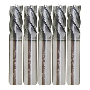 5 STCK. 1/2 ZOLL 4 FLÖTEN HARTMETALL SCHAFTFRÄSER - NORMALE LÄNGE - TiALN BESCHICHTET USA - Bild 1 von 7