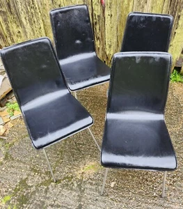 4er Set Retro Esszimmerstühle aus Leder und Chrom - Bild 1 von 3