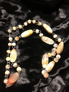 Vintage Onyx Necklace Translucent Stone Handcarved - Picture 1 of 5
