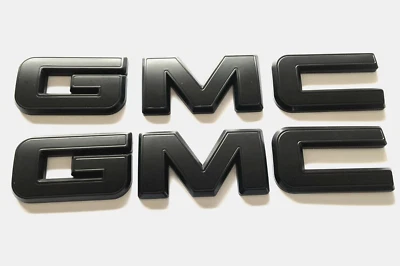 2019-2023 GMC Sierra 1500 2500HD 3500HD Front & Rear MATTE BLACK OVERLAY Emblem - Image 1 of 2