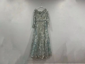 Mac Duggal 67498 Floral Embroidered Illusion Long Sleeve Mist Gown 8 NWOT - Picture 1 of 7