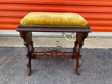 Antique Early 1900s Walnut & Upholstered Foot Stool