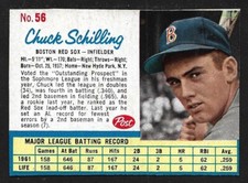 1962 POST CEREAL #56  Chuck Schilling  BOSTON RED SOX  EX-MINT  A