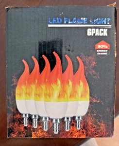 LED E12 2 Watt Flame Lights Bulbs Box of 6 NEW In Original Box - Picture 1 of 8