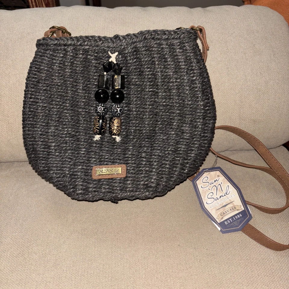 Bolso Bandolera Sun N Sand Paja Cuentas Estilo Boho Hippie Borla Con Cuentas Nuevo con Etiquetas Foto 1 de 4