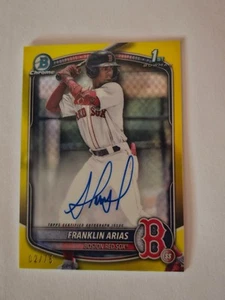 2025 Bowman Chrome Franklin Arias 1st Yellow Refractor Auto /75 Red Sox Prospect - Picture 1 of 12