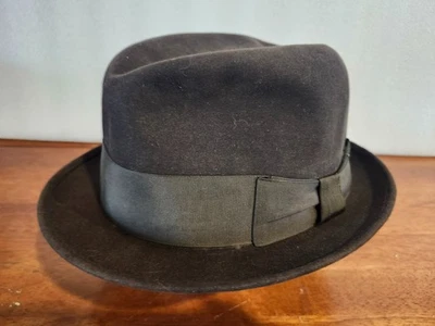 Dobbs 5th Avenue New York ~ Sombrero Fedora Marrón Oscuro con Cinta Lana Fieltro Hombres 7 Foto 1 de 4