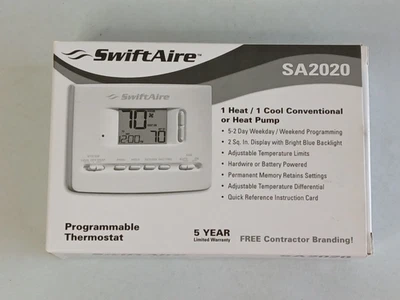 SWIFTAIRE Programmable Thermostat SA2020 New Open Box - Image 1 of 4