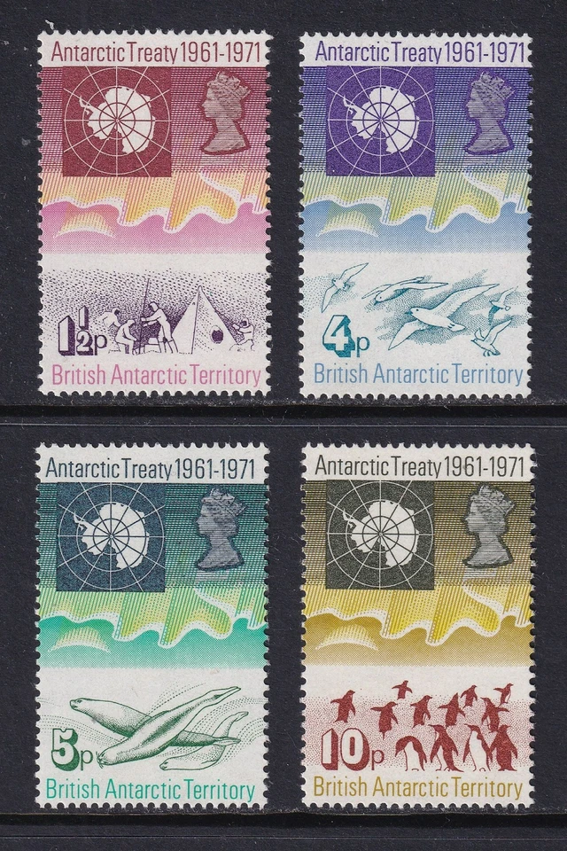 BR. TERRITORIO ANTÁRTICO 1971 Tratado Antártico conjunto de 4 SG 38-41 MNH/** (CV £46) Foto 1 de 1