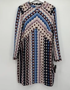 NWT Donna Morgan Circle Print Dress Size 16 Back Cutout Cream Pink Long Sleeve - Picture 1 of 6