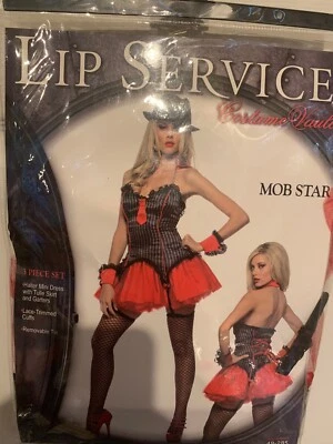 New Lip Service Mob Star Sexy Gangster Mobster Adult Sz L Dress Garters Tie Cffs - Image 1 of 4