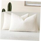  Pack Of 2, Curly Faux Fur Decorative Throw Pillow 12"x20",2 Pieces Cream White