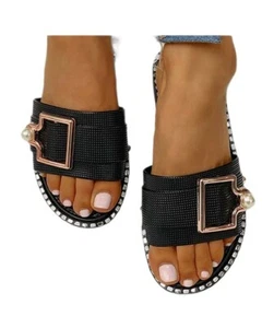 Damen-Slipper Pantoletten Sommer Strand flache Flip-Flops Sandalen Größe 8 (1) - Bild 1 von 5