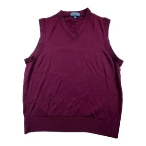 Brooks Brothers Herren Large rot Brookstech Merinowolle Pullover Weste V-Ausschnitt - Bild 1 von 9